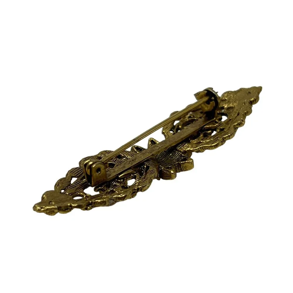 Flower Brooch‎ Braided Filigree Shiny Matte Vintage Bar Pin
